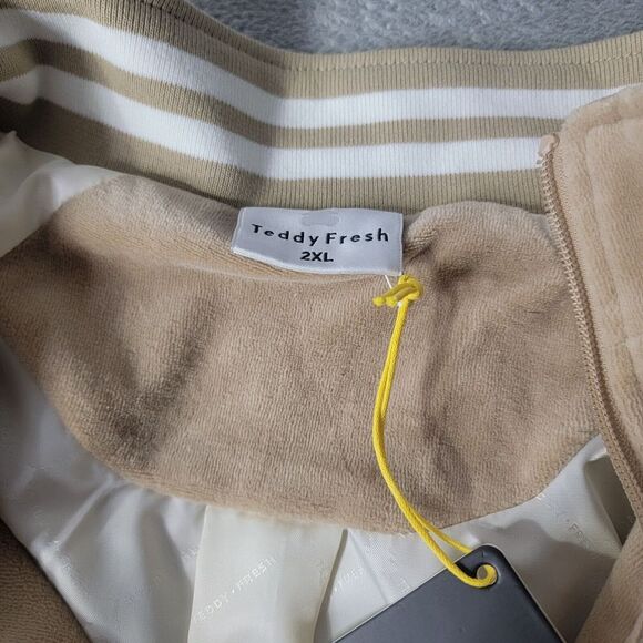 Teddy Fresh Velour Full Zip Track‎ Jacket Lined Size 2XL Beige NWT - Picture 3 of 11
